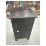 Dark Painted Wooden Cabinet with Single Door and Interior Shelves