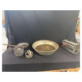 Kitchen Utensil Set Including French Fry Cutter, Flour Sifter, Mesh Basin, and Metal Baking Molds