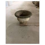 Cast Stone Urn Planter with Fluted Body and Square Footed Base