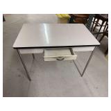 Metal Frame Desk with Single Drawer and White Laminate Top