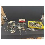 Costume Jewelry and Accessories Assortment in Tray and Case