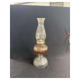 Amber and Clear Glass Kerosene Lamp with Chimney