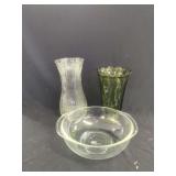 Clear and Green Glass Vessel Grouping