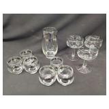 Clear Glass Barware Set with Platinum Trim Pitcher Stemmed Glasses and Tumblers