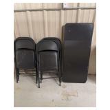 Black Folding Table and Folding Chairs Set