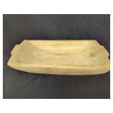 Carved Wooden Dough Bowl with Integrated End Handles