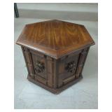 Hexagonal Wooden Accent Table with Cabinet Storage