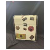 Decorative Storage Chest with Travel Decals and Incense Contents