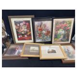 Assorted Framed Prints Featuring Florals, Wildlife, and Nature Scenes