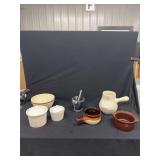 Kitchenware Assortment of Ceramic Bowls, Crocks, and Marble Mortar and Pestle