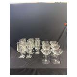 Clear Glass Stemware Set with Floral Etching