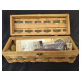 Woven Wood Splint Basket With Lid and Bar Accessories