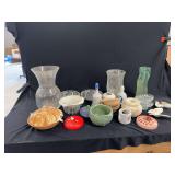 Mixed Decorative Ceramic and Glass Tableware Grouping