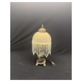 Table Lamp with Beaded Fringe Shade and Metallic Finish Base