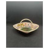 Hull Pottery Ceramic Basket Planter Pink Blue Plaid Floral Motif USA