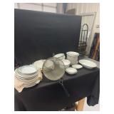 Assorted Restaurant Ware Dinnerware and Metal Strainer