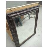 Ornate Framed Wall Mirror with Distressed Finish