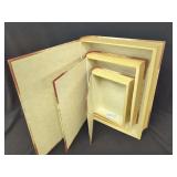 Set of Three Nested Decorative Book Storage Boxes with Travel and Map Graphics