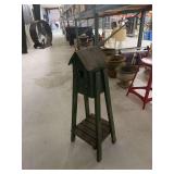 Freestanding Wooden Birdhouse with Metal Roof and Slatted Base