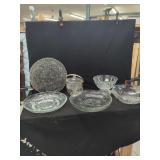 Clear Pressed Glass Tableware and Serving Vessels Set