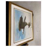 Assorted Home Decor Items Including Framed Art, Stained Glass Panel, and Gold Gilt Mirror