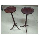 Pair of Pedestal Plant Stands in Dark Wood Finish
