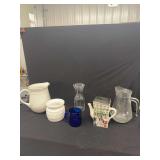 Ceramic and Glassware Assortment Including Oneida Pitcher and Cream Dove Mfg Co Mug