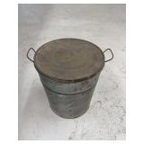 Galvanized Metal Lidded Container with Wire Handles