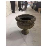 Concrete Pedestal Planter Urn with Fluted and Beaded Relief