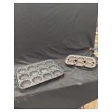 Two Cast Iron Scallop Patty and Gem Pans