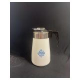 CorningWare Blue Cornflower Percolator Coffee Pot with Metal Basket