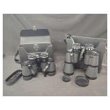 Two Pairs of Binoculars Including Sears Model No. 445.25110 and TRAQ Model 4004 with Cases