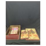 Decorated Metal Storage Tins with Matchboxes
