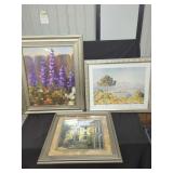 Group of Three Framed Wall Art Prints and Paintings