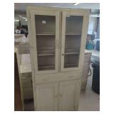 Painted Wood Cabinet with Glass Doors and Lower Storage Compartment