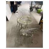 Cast Metal Bistro Set with Rose Motif