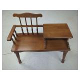 Wooden Gossip Bench with Spindle Back and Built-in Table