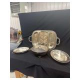 Silver Plated Serving Set Including Meat Platter Covered Tureen and Bowls