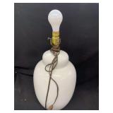Ceramic Table Lamp with White Glaze and Underwriters Laboratories Label