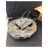 Faux Stone Tabletop Water Fountain with Electric Pump and Decorative Shells