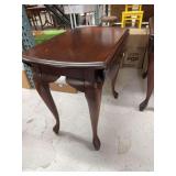 Drop Leaf Wooden Side Table with Cabriole Legs