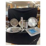 Servingware Set with Silver-Plated Trays and Insulated Carafes
