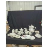 Walbrzych Poland Porcelain Tea Set with Floral Decals