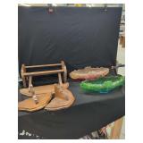 Wooden Shelves and Iridescent Glass Bowls