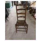Ladder Back Wood Chair with Woven Splint Seat