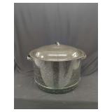 Black Speckled Enamelware Canning Pot with Lid and Rack