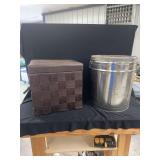 Woven Storage Ottoman and Metal Canister