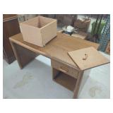 Oak Veneer Office Desk with Single Pedestal and Detached Drawer