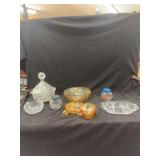 Pressed and Iridescent Glass Tableware and Serving Pieces