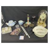 Mixed Decorative Home Goods and Clock Grouping